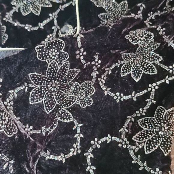 Vintage Dark Romantic Goth Purple Filigree Jacket Gold Trim - Picture 14 of 14